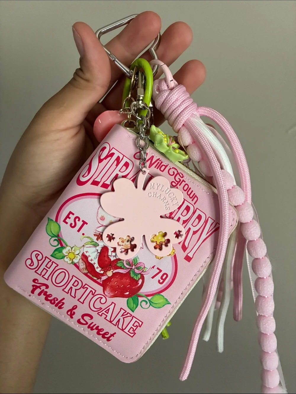 Strawberry Shortcake Pink Charm Wallet Keychain